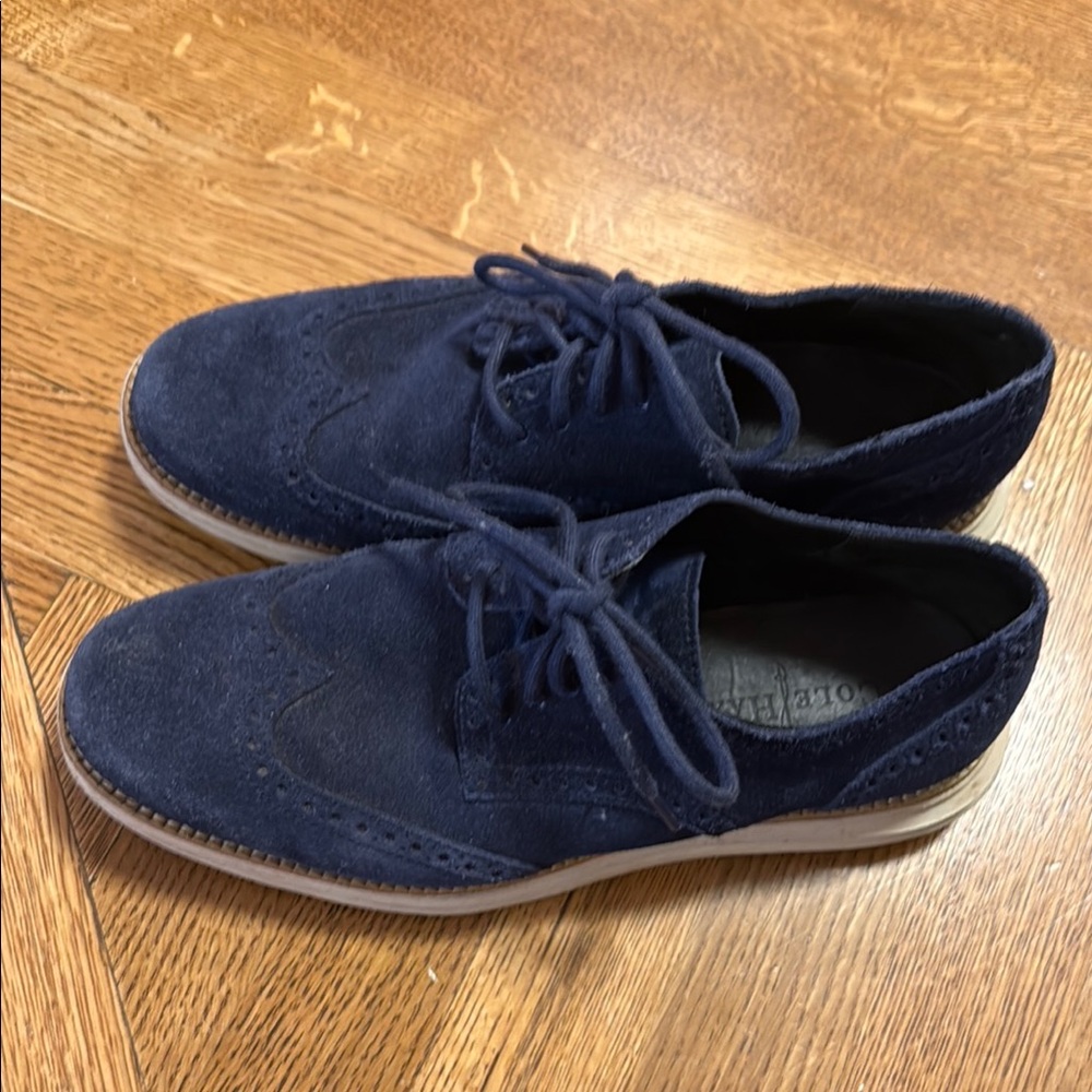 Cole Haan Blue Suede Oxfords